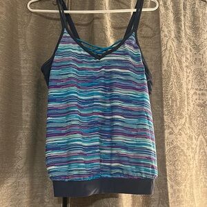 Striped Blue and Purple Tankini  Top